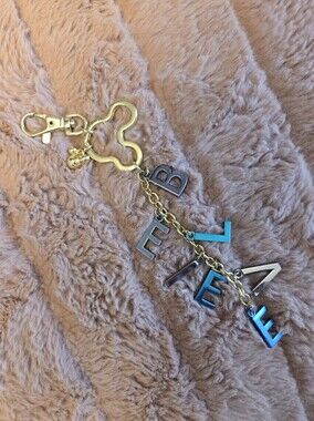 Gold-tone Keychain/ Bag Charm with Letter Dangles